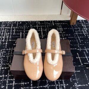 Alaia Tan Patent Leather Mary Jane Shoes